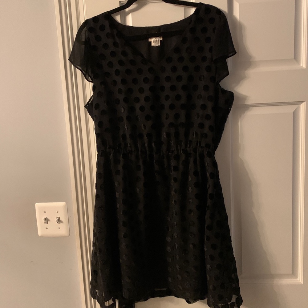 Black polka dot dress